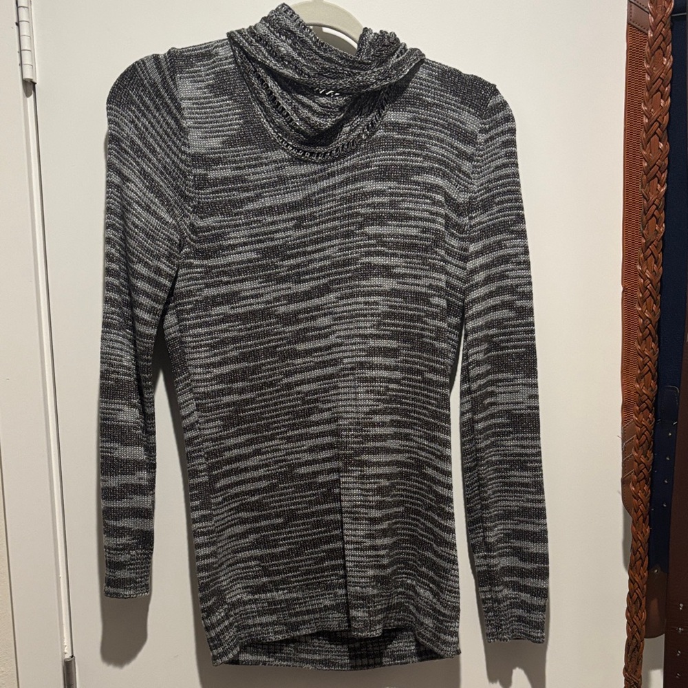 Dana Buchman Charcoal and Light Gray Turtleneck Sweater
